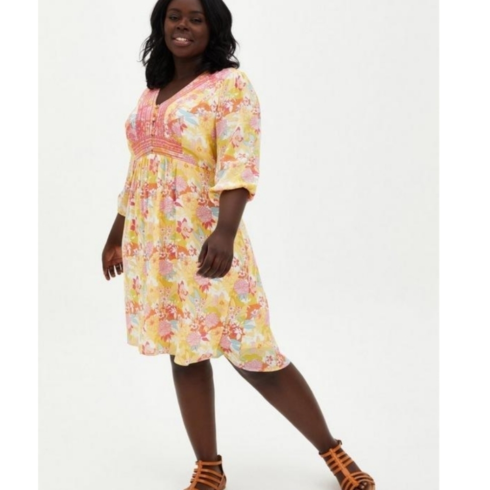 Torrid Peach floral gauze hi lo dress size 1X